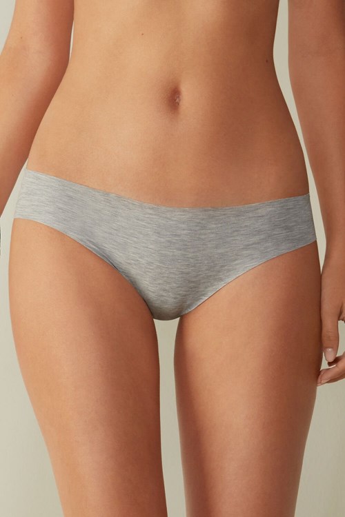 Grey - 031 - Light Heathered Grey Intimissimi Seamless Supima® Cotton Panties | EFCDX1504