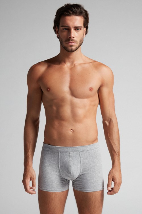 Grey - 031 - Light Heathered Grey Intimissimi Supima® Cotton Loose Fit Boxers | FCTKD9684