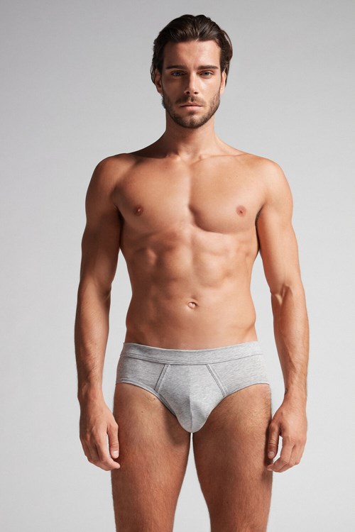 Grey - 031 - Light Heathered Grey Intimissimi Natural Fresh Supima® Cotton Briefs | HFVOB2153