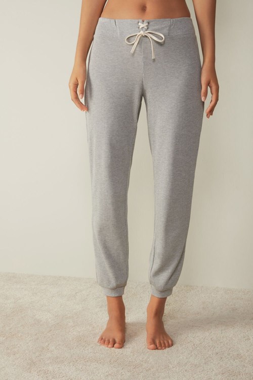 Grey - 031 - Light Heathered Grey Intimissimi Cozy Waffle Pants | XJTKQ0831