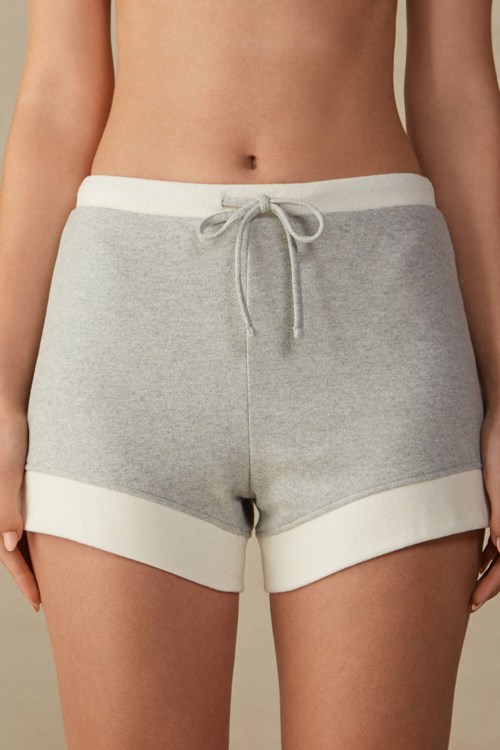 Grey - 153j - Grey Heather / Creamy White Intimissimi Warm Cuddles Shorts | BQCTG2873