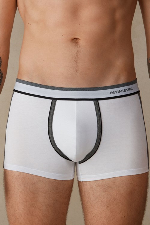 Grey - 384i - White / Graphite Blend Intimissimi Two-tone Boxers in Stretch Supima® Cotton | NVCGH1037