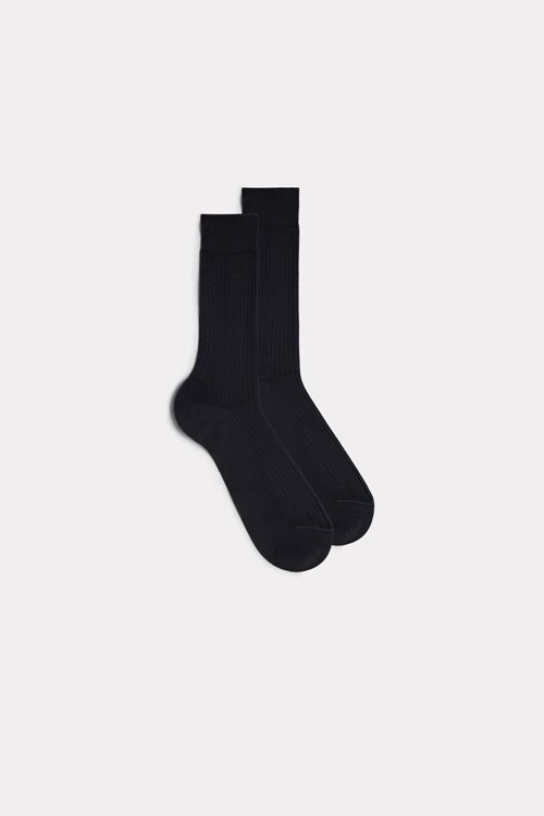 Grey - 780 - Anthracite Intimissimi Short Ribbed Egyptian Cotton Socks | VZBFG5431