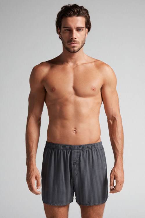 Grey - 816i - Gray Intimissimi Woven Modal Boxers | UVKXQ9634