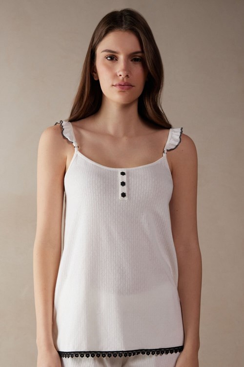 Ivory - 2127 - Talc White Intimissimi Pure Joy Cotton Top | NUDPS6237