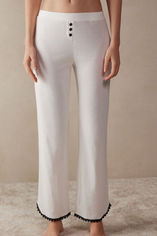 Ivory - 2127 - Talc White Intimissimi Pure Joy Full Length Cotton Pants | WVNZQ6287