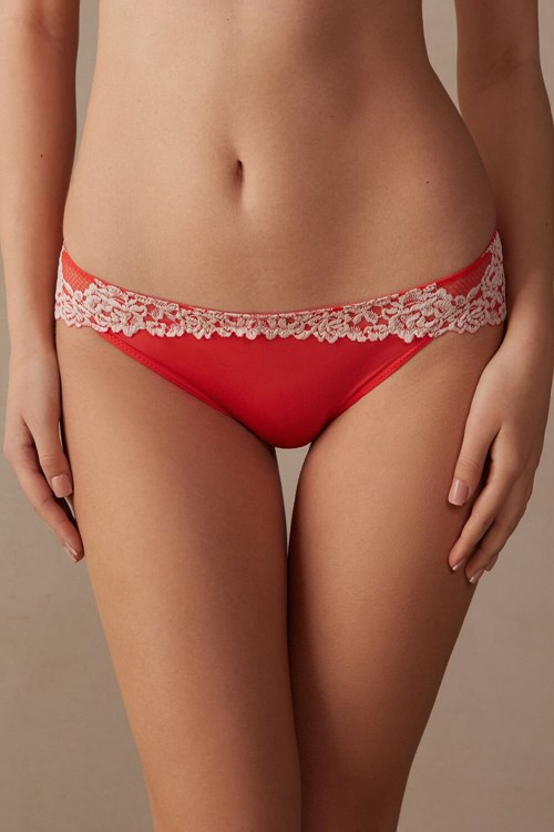 Ivory - 216j - Flame Scarlet / Ivory Intimissimi Pretty Flowers Panties | XKPGJ8035