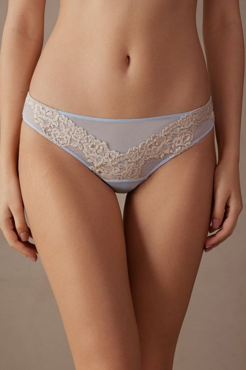 Light Blue - 217j - Airy Blue / Ivory Intimissimi Pretty Flowers Brazilian | EUYZS2675