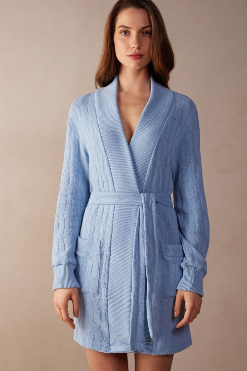 Light Blue - 7493 - Light Blue Intimissimi Lost in Fields Braided Robe | RTMSD2517