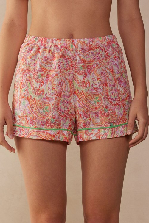 Multicolor - 240j - Summer Cashmere Print Intimissimi Summer Journey Linen Shorts | NAOMS0628