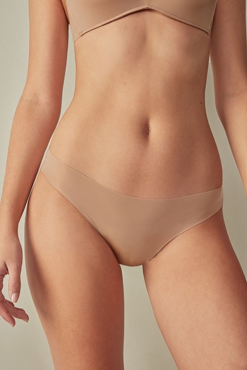 Natural - 044 - Soft Beige Intimissimi Brazilian Panties in Seamless Ultra Light Microfiber | PMGQX3178