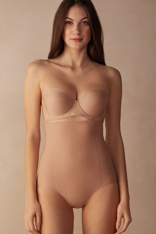 Natural - 044 - Soft Beige Intimissimi High Waist Shaping Hipster in Seamless Microfiber | MFCNY3821