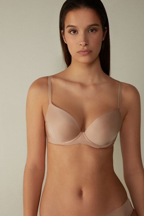 Natural - 044 - Soft Beige Intimissimi Irina Microfiber Balconette Bra | LQITS7109