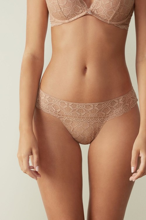 Natural - 044 - Soft Beige Intimissimi Lace Brazilian | HACKN0826