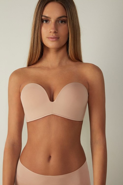 Natural - 044 - Soft Beige Intimissimi Laura Microfiber Bandeau Bra | TFXZV7139