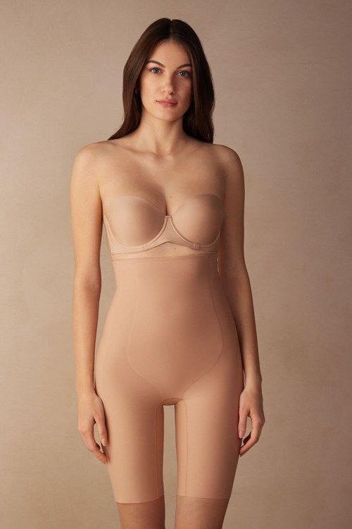 Natural - 044 - Soft Beige Intimissimi Shaping Shorts in Seamless Microfiber | FLZAR7349