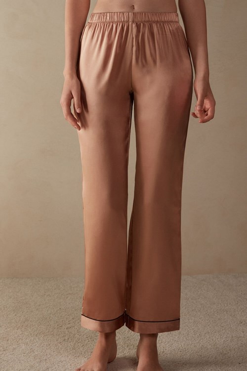 Natural - 163i - Satin Pink Intimissimi Silk Satin Pajama Pants | OAFXY9750