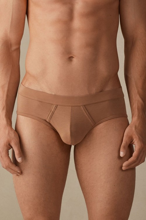 Natural - 417i - Medium Beige Intimissimi Natural Fresh Supima® Cotton Briefs | FXPZQ5706