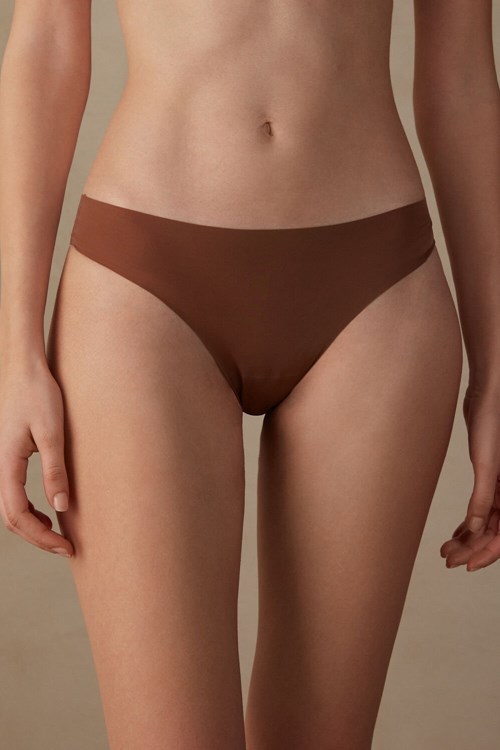 Natural - 502i - Dark Beige Intimissimi Brazilian Panties in Seamless Ultra Light Microfiber | AGDYE2018