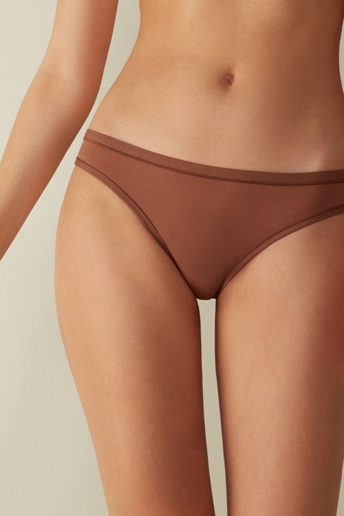 Natural - 502i - Dark Beige Intimissimi Brazilian Panties in Ultralight Supima® Cotton | JHUXK2631