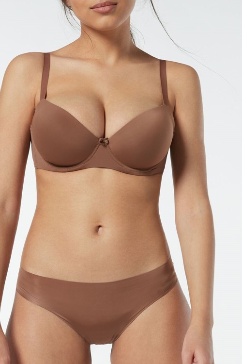 Natural - 502i - Dark Beige Intimissimi Sofia Microfiber Padded Balconette Bra | UXDWC9728