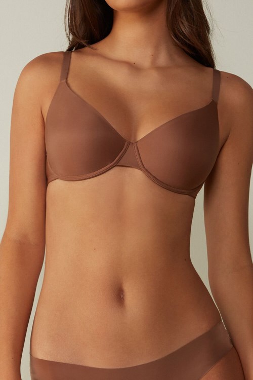 Natural - 502i - Dark Beige Intimissimi Francesca Ultralight Microfiber Balconette Bra | XWYKP8971