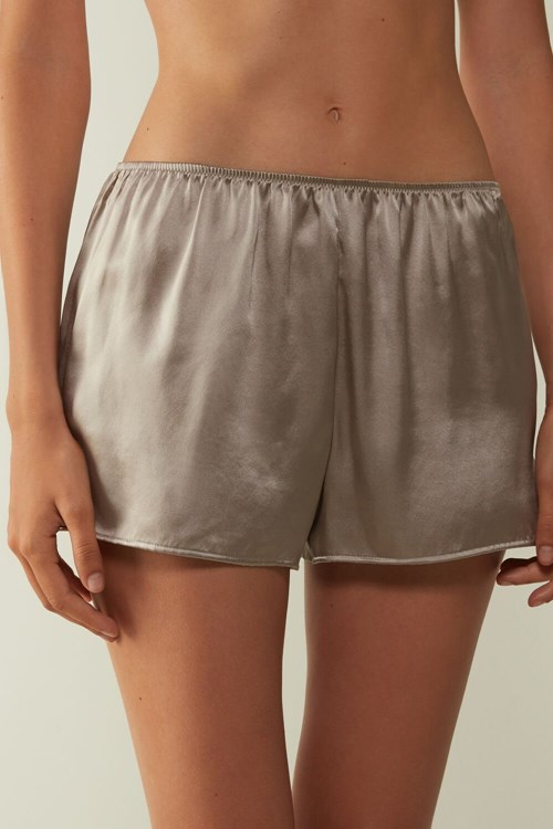 Natural - 651i - Powder Beige Intimissimi Smooth Silk-Satin Shorts | UZGCW1376