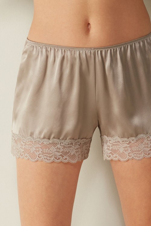 Natural - 651i - Powder Beige Intimissimi Silk Shorts | YIMNZ3647