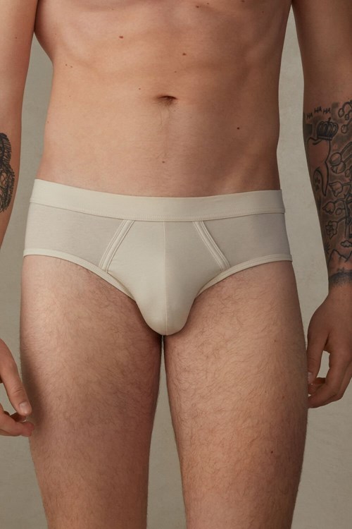 Natural - 721i - Rope Beige Intimissimi Natural Fresh Supima® Cotton Briefs | VJIXB6938