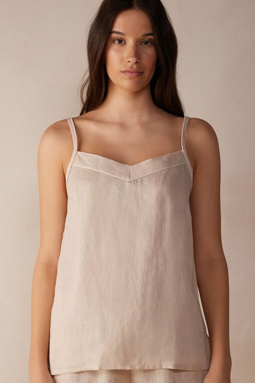 Natural - 913i - Rope Beige Intimissimi Yacht Night Linen Top | ADOTW4230