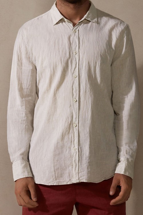 Natural - 917i - Linen White Intimissimi Linen and Cotton Shirt | KRTEI7238