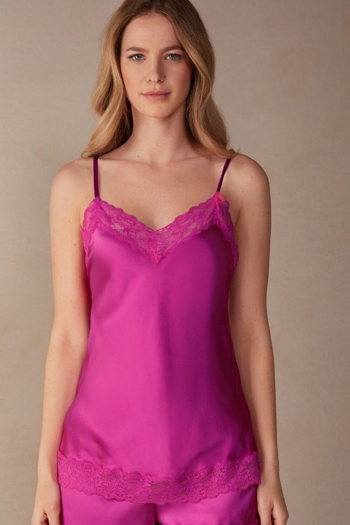 Pink - 206j - Valentine Pink Intimissimi Lace and Silk Top | DREGL6823