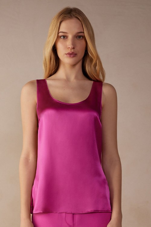 Pink - 206j - Valentine Pink Intimissimi Silk and Modal Tank Top | JAVUG4568