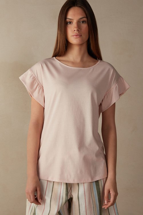 Pink - 873i - Light Pink Intimissimi Marine Holidays Short Sleeve Top in Supima® Ultrafresh Cotton | RFGXP0872