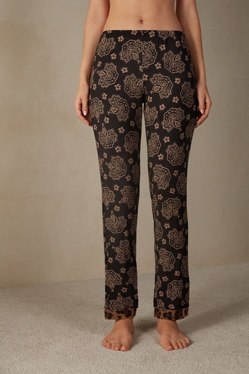 Print - 146j - Black Paisley / Animal Print Intimissimi Lady Animalier Modal Pants | ZWXOC5471