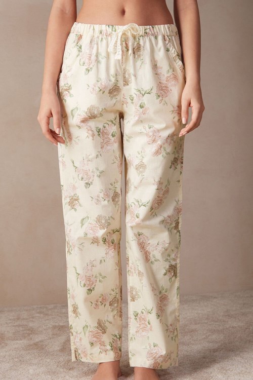 Print - 205j - Scent Of Roses Print Intimissimi Scent of Roses Full Length Cotton Cloth Pants | ANZYQ8216