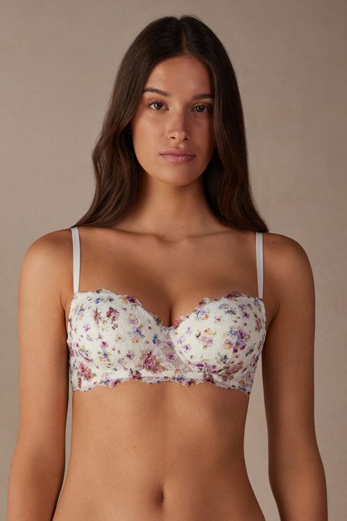 Print - 208j - White Spring Bouquet Print Intimissimi Dreaming of Spring Sofia Balconette Bra | TEIDF9620