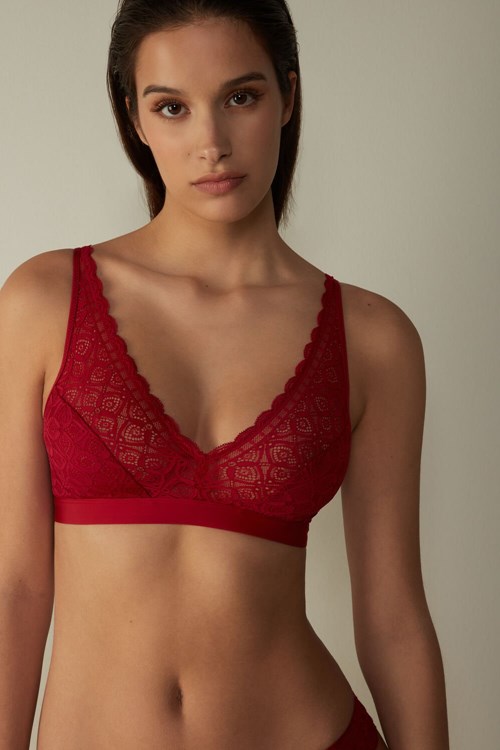 Red - 1473 - Red Intimissimi Lara Triangle Bra in Lace | XUSEM0268