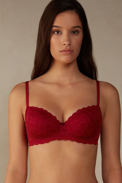 Red - 1473 - Red Intimissimi Sofia Balconette Bra in Lace | IEULG2748