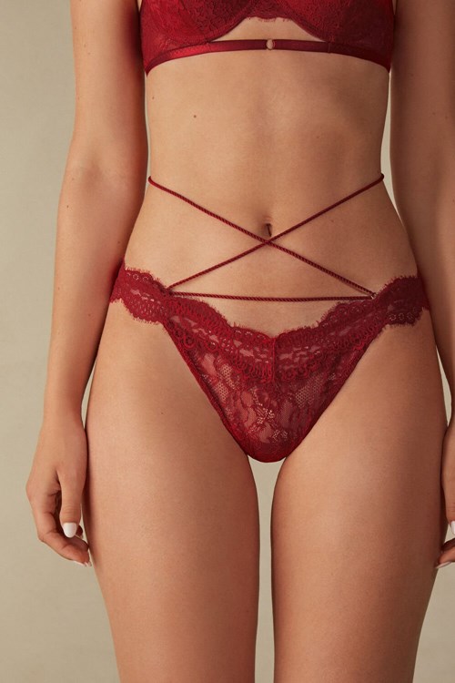 Red - 9888 - Candy Apple Red Intimissimi Loosen Heartstrings ‘80s Style Brazilian | BFIAW4568