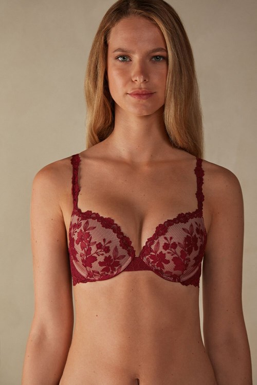 Red - 993i - Ribbon Red Intimissimi In Full Bloom Elettra Super Push-up Bra | DORUV6730