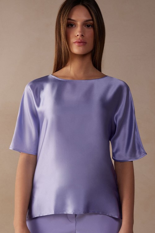 Violet - 212j - Sweet Lavender Intimissimi Short Sleeve Silk and Modal Top | EGNKZ3659