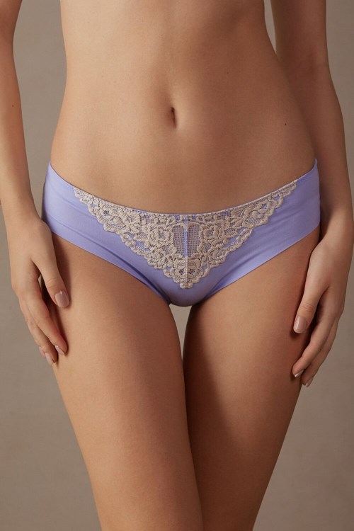 Violet - 214j - Sweet Lavender / Ivory Intimissimi Pretty Flowers Seamless Cotton Panties | TEKRU9124