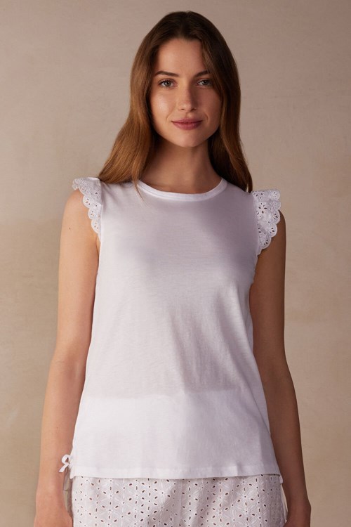 White - 001 - White Intimissimi Hello Sunshine Tank Top in Supima® Ultrafresh Cotton | OLVRX8317