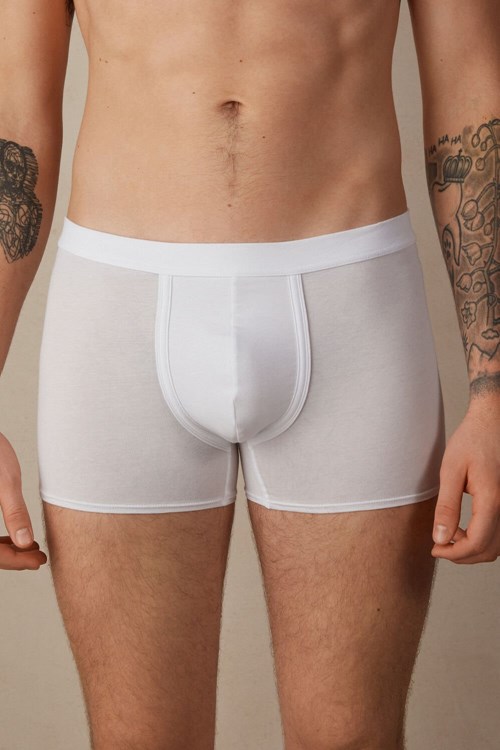 White - 001 - White Intimissimi Natural Fresh Supima® Cotton Boxers | YOFNJ3057