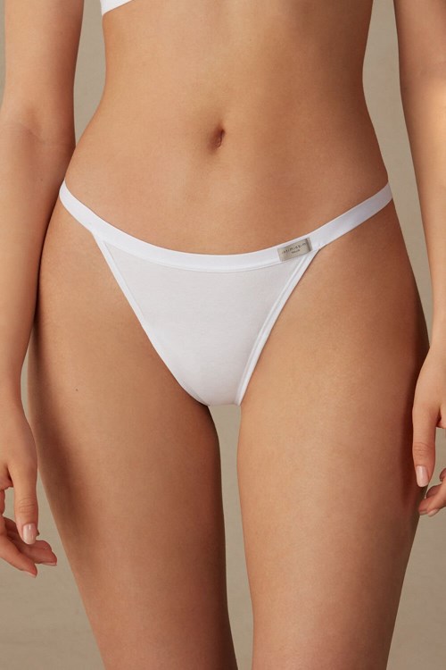 White - 001 - White Intimissimi String Thong in Cotton | XSEJI8216