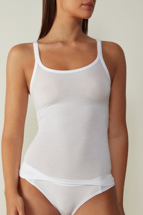 White - 001 - White Intimissimi Ultralight Supima® Cotton Top | LNABU4039