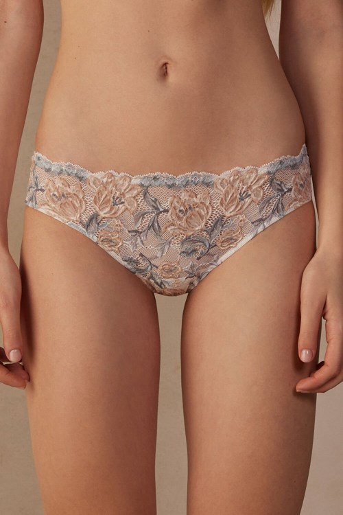 White - 990i - Ivory Autumn Beauty Floral Print Intimissimi Ephemeral Beauty Panties | UZANJ4317