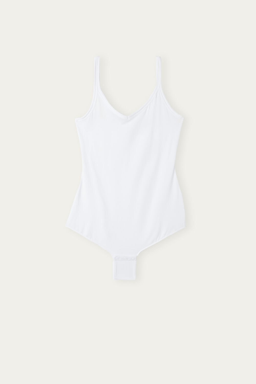 001 - White Intimissimi Tank Style Bodysuit in Supima® Ultralight Cotton | HDETF5028