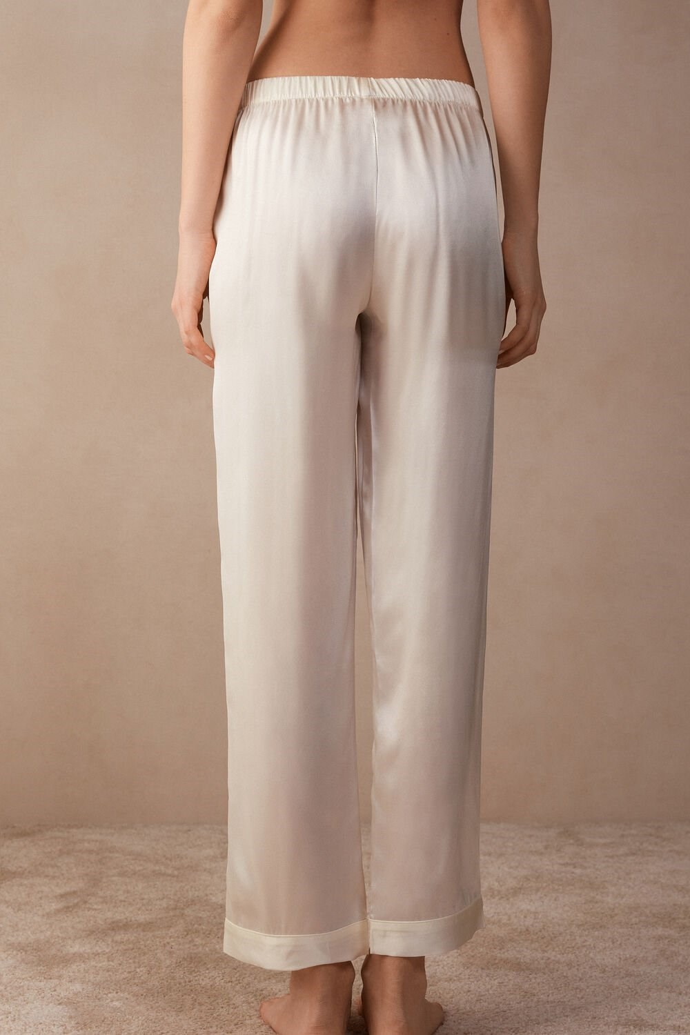 2127 - Talc White Intimissimi Silk Satin Pajama Pants | PCYTM2963